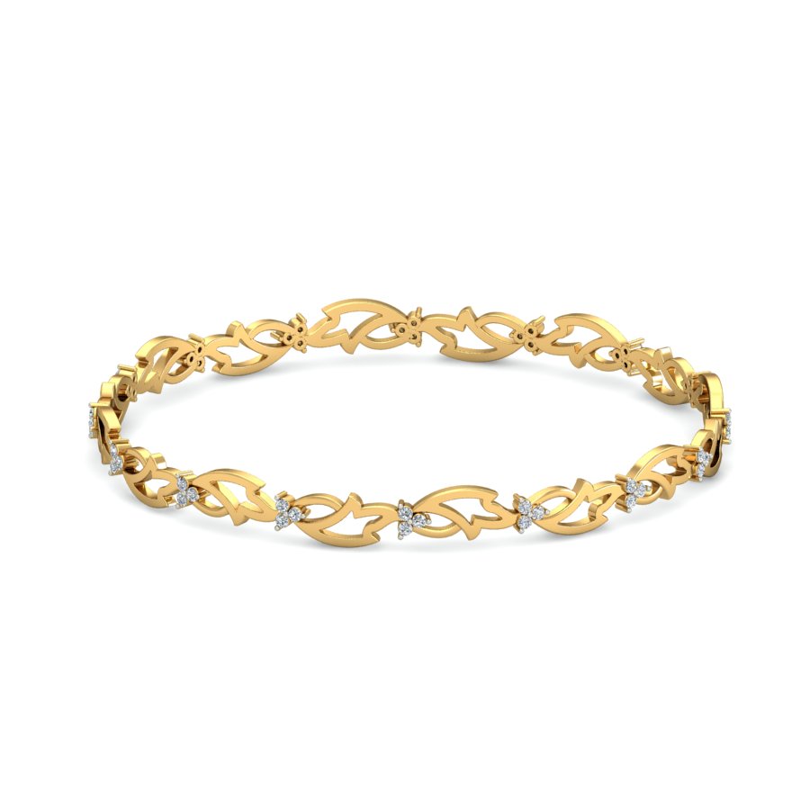0.48Ct Natural Diamond Bangle in Yellow Gold | SolitaireKart